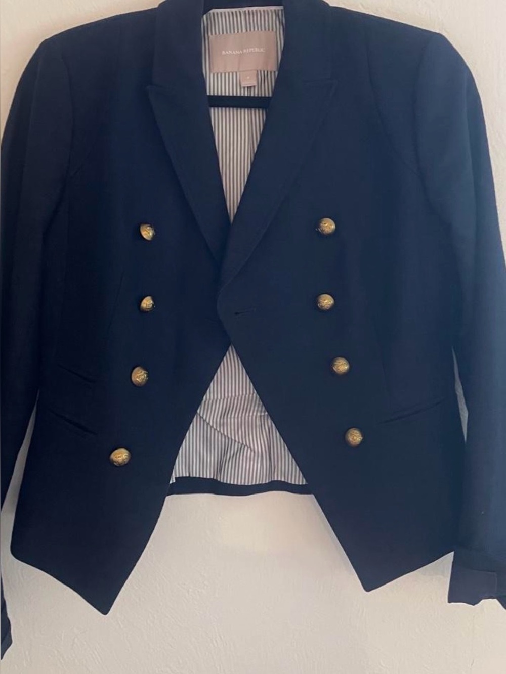 Banana Republic Navy Double-Breasted Blazer with Gold Buttons